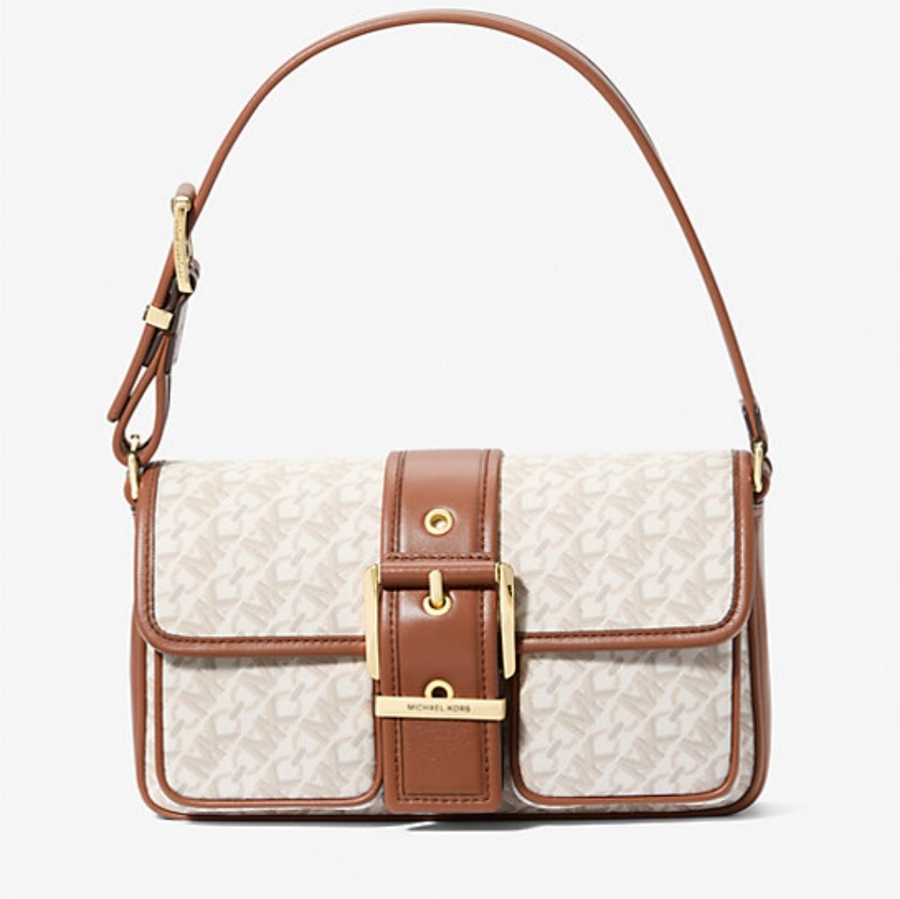Michael Michael Kors Colby Medium Empire Monogram Shoulder Bag Vanilla Luggage - Picture 3 of 11